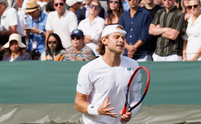 Belgian Zizou Bergs reacts during a doubles tennis match between French pair Doumbia-Reboul and Belgian-Canadian pair Bergs-Diallo, in the first round of the men's doubles at the 2025 Wimbledon grand slam tournament, Thursday 03 July 2025 at the All England Tennis Club, in South-West London, Britain. BELGA PHOTO BENOIT DOPPAGNE