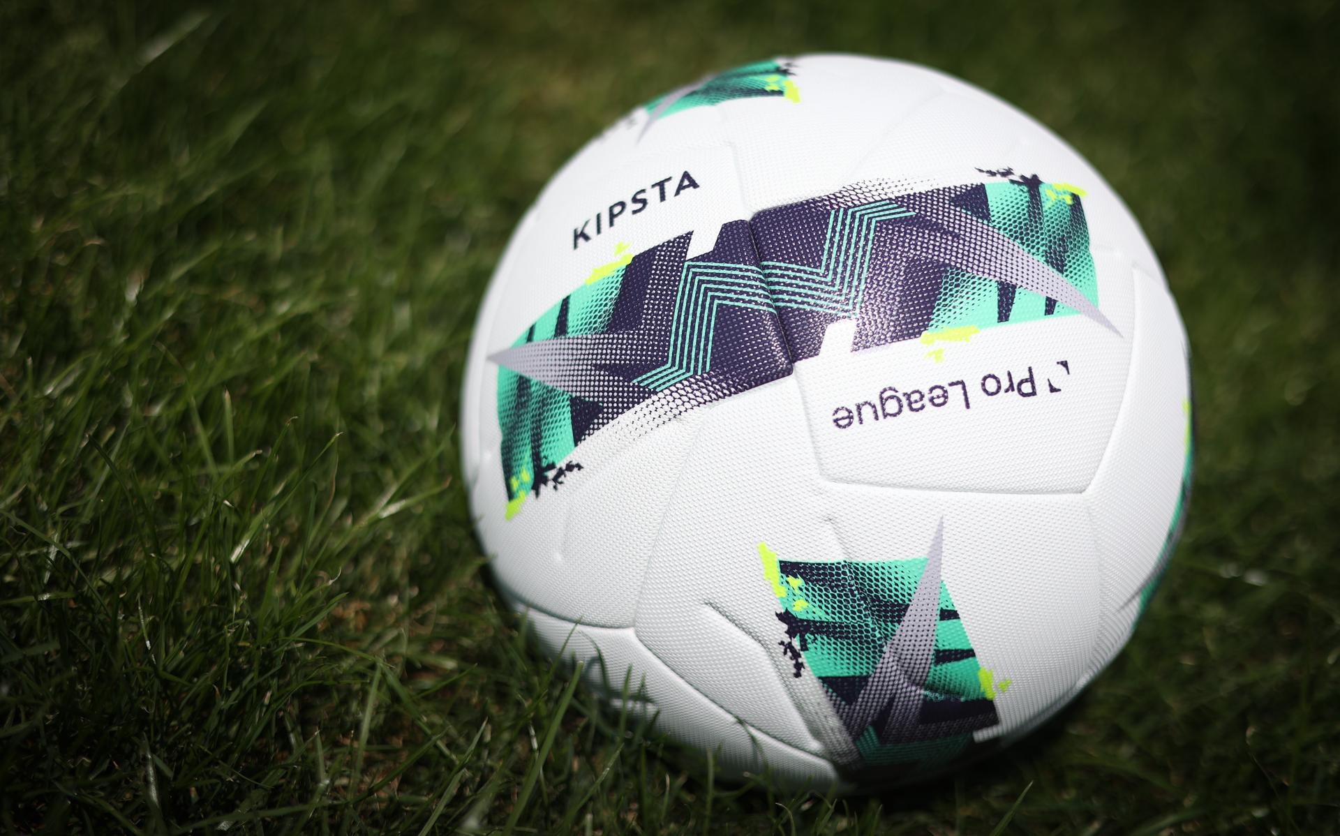 Illustration picture shows the new official match ball by the Pro League, Decathlon and Kipsta, in Brussels, Monday 05 June 2023. From the 2023-2024 season, a new ball will be rolling onto Belgian pitches in the Jupiler Pro League, Challenger Pro League, Lotto Super League, Croky Cup and in the elite youth competitions. Kipsta, Decathlon's football brand, produces and supplies the ball. This is the first time in Belgium that the same ball will be used in all these competitions, from the academy to the first team. BELGA PHOTO VIRGINIE LEFOUR