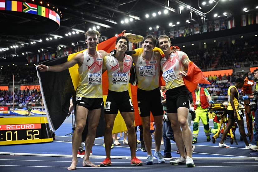 The Belgians Tornado pictured during the third day of the World Athletics Indoor Championship in Torun, Poland on Sunday 22 March 2026. The championships take place from 20 to 22 March. BELGA PHOTO JASPER JACOBS