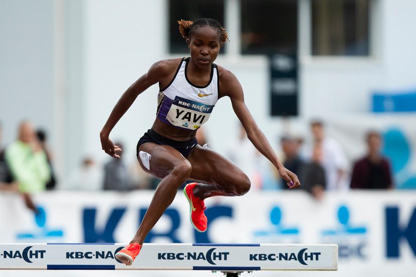 Winfred Yavi pictured in action during the women's 3000m steeplechase, at the 46th edition of the Nacht van de Atletiek' athletics meeting in Heusden-Zolder, Saturday 19 July 2025. BELGA PHOTO KRISTOF VAN ACCOM