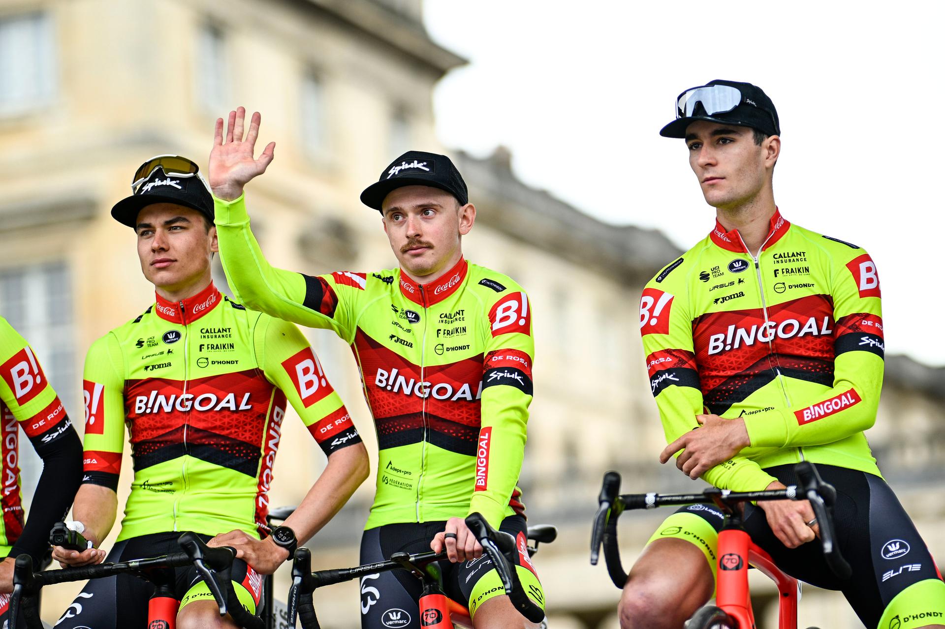Danish Alexander Salby of Bingoal WB pictured during the start of the men's elite race of the 'Paris-Roubaix' cycling event, 260,0km from Compiegne to Roubaix, France on Sunday 7 April 2024. BELGA PHOTO JASPER JACOBS