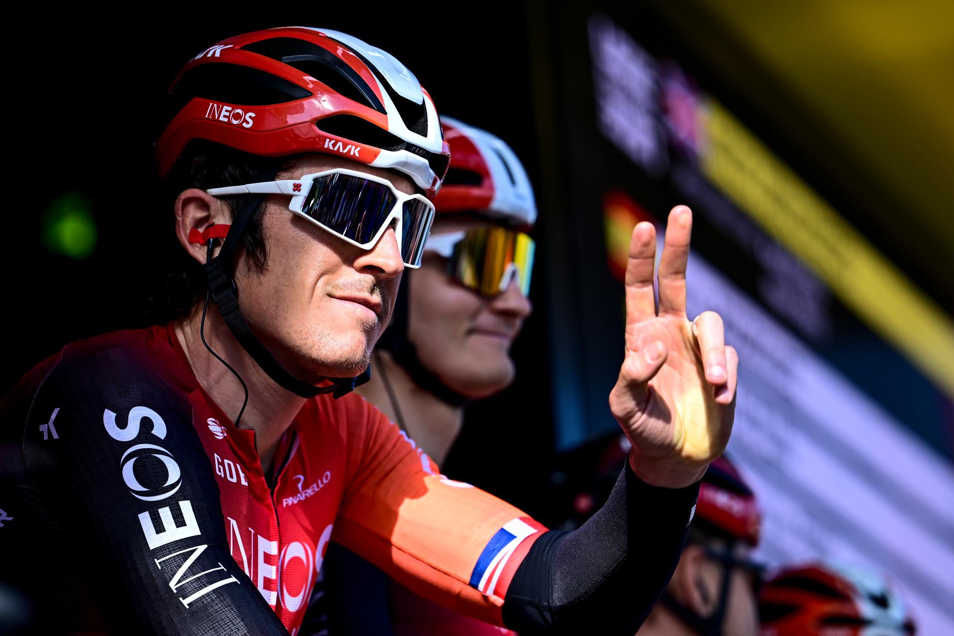 British Geraint Thomas of Ineos Grenadiers pictured at the start of the men elite race of the Liege-Bastogne-Liege one day cycling event, 252km from Liege, over Bastogne to Liege, Sunday 27 April 2025. BELGA PHOTO MAARTEN STRAETEMANS