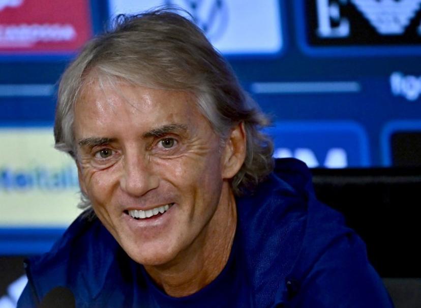 Italy's head coach Roberto Mancini gives a press conference ahead of Italy's UEFA Nations League football match against Belgium, in Coverciano, near Florence, on September 21, 2026.  Filippo MONTEFORTE / AFP
