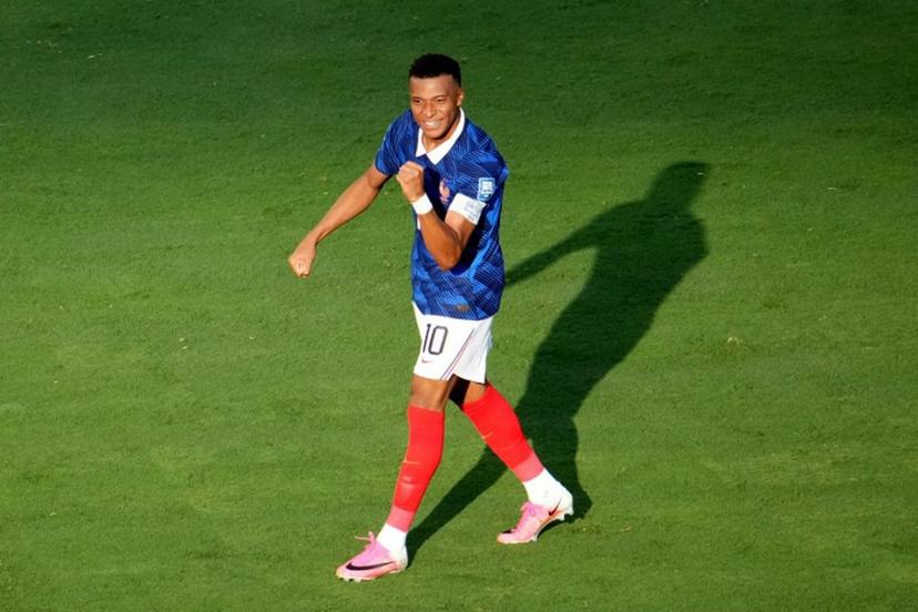 France's forward #10 Kylian Mbappe celebrates scoring his team's third goal during the 2026 World Cup round of 32 football match between France and Sweden at the New York/New Jersey Stadium in East Rutherford on June 30, 2026.   TIMOTHY A. CLARY / AFP