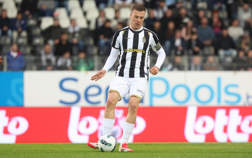 Charleroi's Daan Heymans pictured in action during a soccer match between Sporting Charleroi and Oud-Heverlee Leuven, Saturday 24 May 2025 in Charleroi, on day 10 (out of 10) of the Europe Play-offs of the 2024-2025 'Jupiler Pro League' first division of the Belgian championship. BELGA PHOTO VIRGINIE LEFOUR