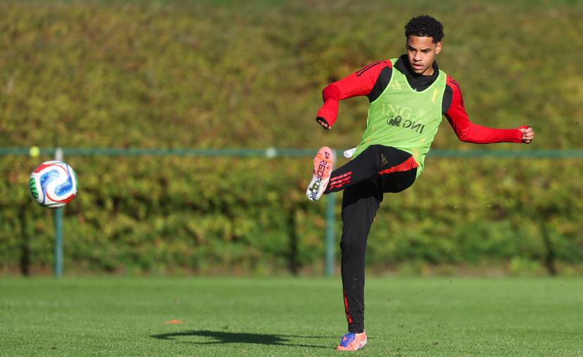 Belgium's Noah Fernandez pictured in action during a training session of the Belgian national under 17 soccer team, at the Proximus Basecamp in Tubize, Thursday 30 October 2025. BELGA PHOTO VIRGINIE LEFOUR