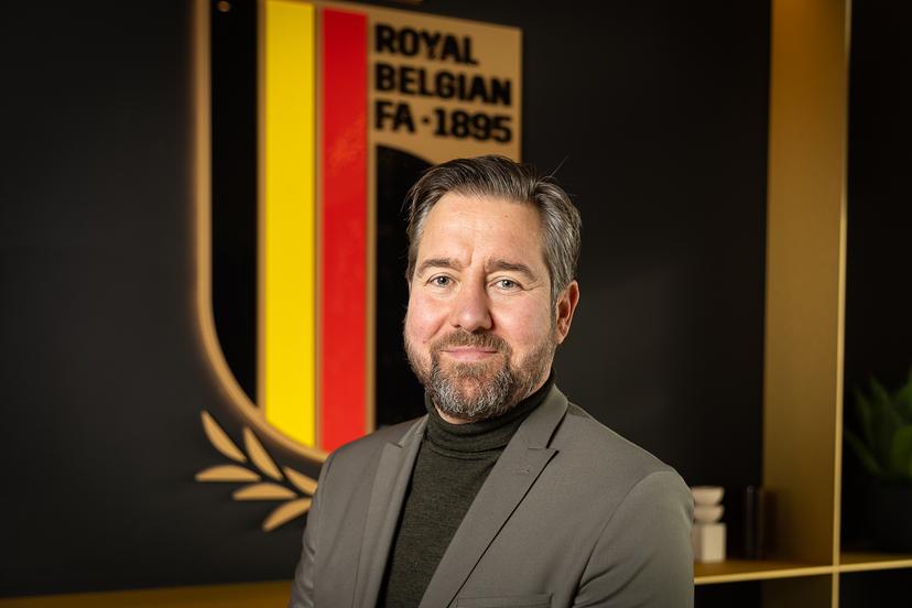 Sporting director of the Royal Belgian Football Association (URBSFA) Vincent Mannaert poses for the photographer after a press moment in Belgian Union headquarters, Wednesday 10 December 2025 in Tubize. BELGA PHOTO JAMES ARTHUR GEKIERE