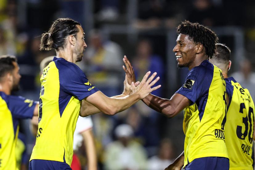 Union's Kevin Rodriguez celebrates after scoring during a soccer match between Royale Union Saint-Gilloise and Standard de Liege, Saturday 16 August 2025 in Brussels, on day 4 of the 2025-2026 'Jupiler Pro League' first division of the Belgian championship. BELGA PHOTO BRUNO FAHY