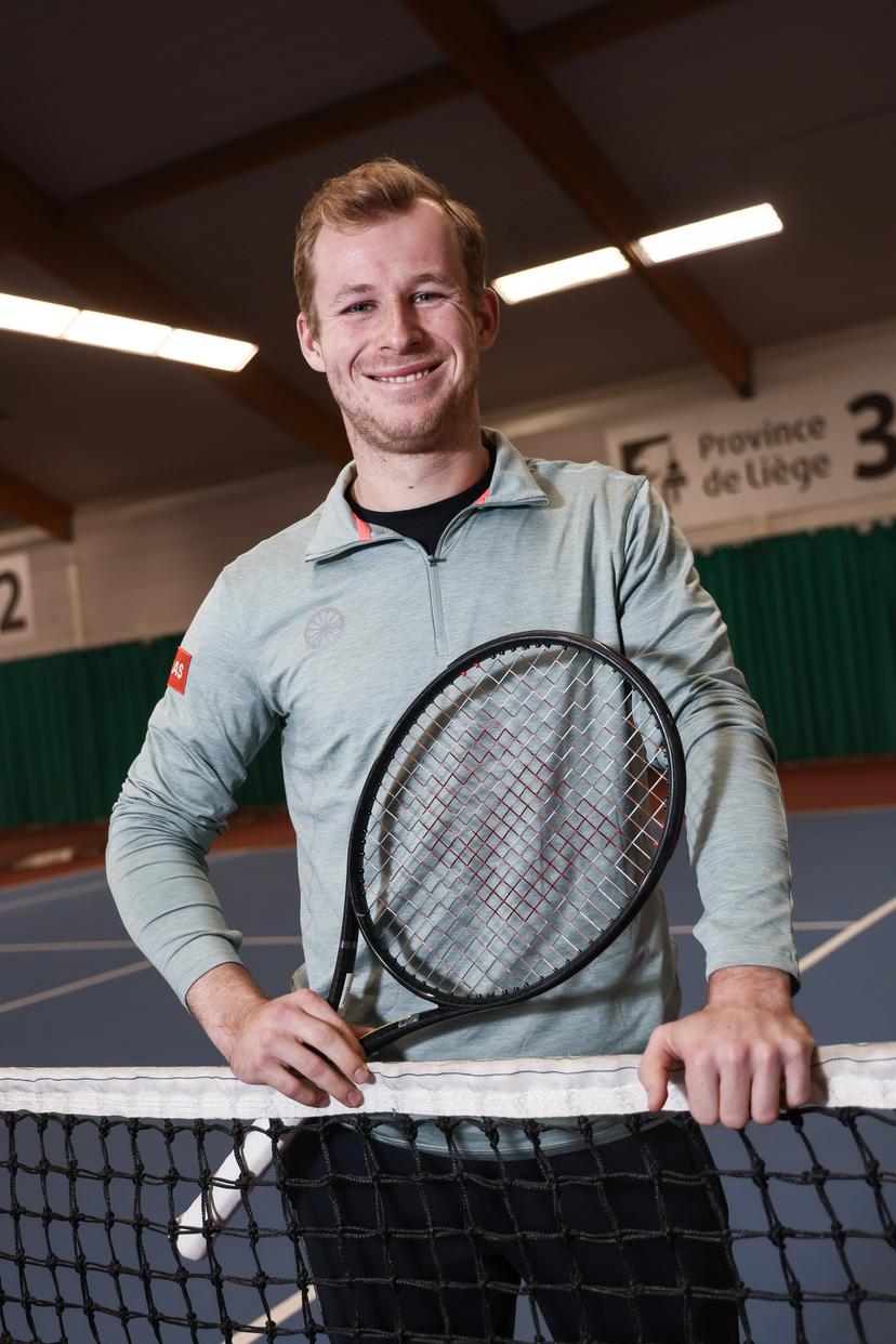 Belgian tennis player Gauthier Onclin poses for the photographer at a press conference of Tennis Padel Pickleball Wallonie-Bruxelles, in Huy, on Friday 19 December 2025. BELGA PHOTO BRUNO FAHY