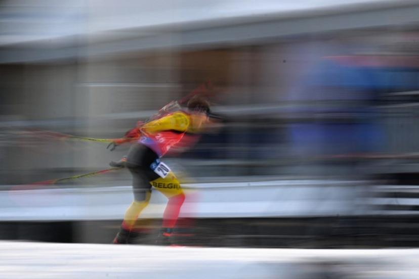 Belgium's Cesar Beauvais competes during the men's 4x7,5km relay event of the IBU Biathlon World Championships in Nove Mesto, Czech Republic on February 17, 2024.  Michal CIZEK / AFP