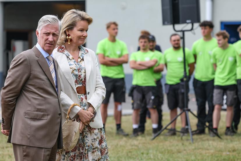 King Philippe - Filip of Belgium and Queen Mathilde of Belgium pictured during a royal visit at the 90th edition of the Libramont Agricultural fair (24-27/07), on Wednesday 22 July 2026, in Libramont. BELGA PHOTO BRUNO FAHY