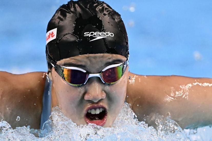 China's swimmer Yu Zidi competes in  a heat of the women's 200m butterfly swimming event during the 2025 World Aquatics Championships in Singapore on July 30, 2025.  MANAN VATSYAYANA / AFP