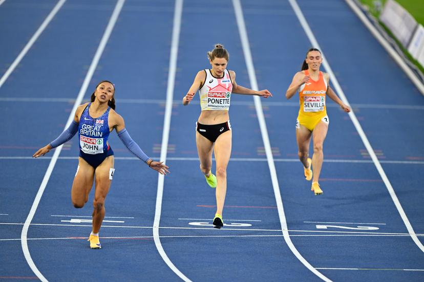 Belgian Helena Ponette pictured during the Women's 400m final  on the sixth day of the European Athletics Championships (August 10-18) in Birmingham, United Kingdom, on Saturday 15 August 2026. BELGA PHOTO ERIC LALMAND