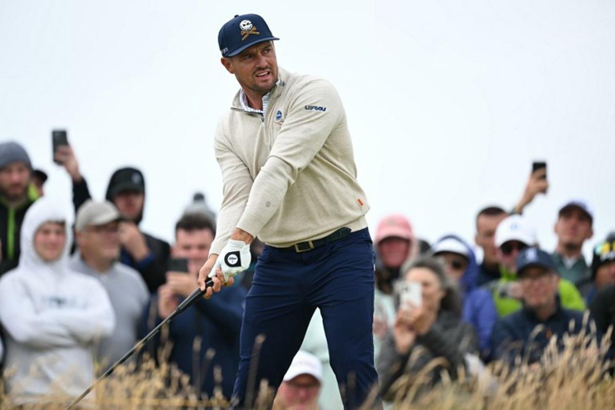 US golfer Bryson DeChambeau prepares to play from the 4th tee during his second round, on day two of the 152nd British Open Golf Championship at Royal Troon on the south west coast of Scotland on July 19, 2024.  Paul ELLIS / AFP