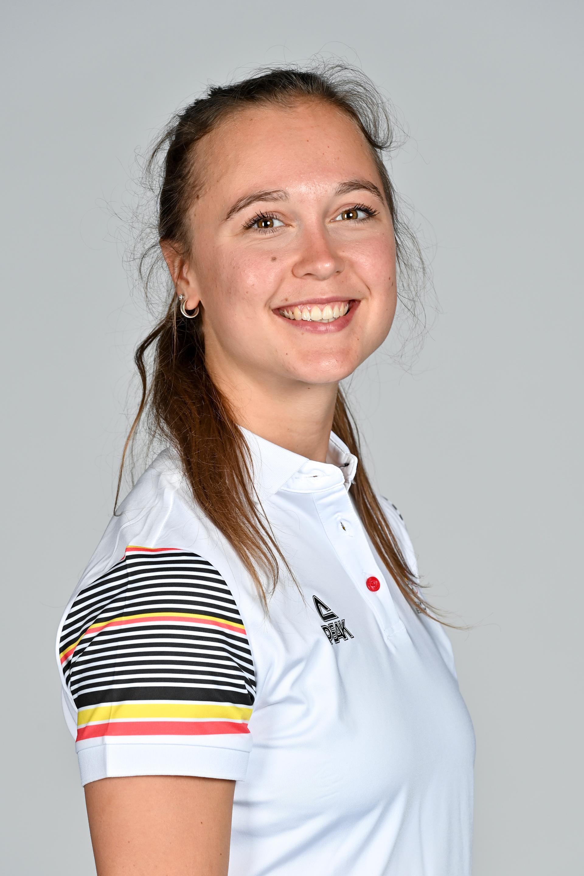 Tinne Gilis poses for the photographer at a photoshoot for the Belgian Olympic Committee BOIC - COIB ahead of the The World Games 2022 sports event, Monday 20 June 2022 in Deurne, Antwerp. BELGA PHOTO DIRK WAEM