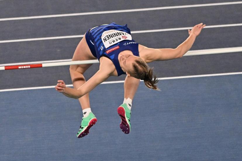 Finland's Saga Vanninen competes in the women's pentathlon high jump during the Indoor World Athletics Championships in Nanjing, in eastern China's Jiangsu province, on March 21, 2025.  Pedro Pardo / AFP