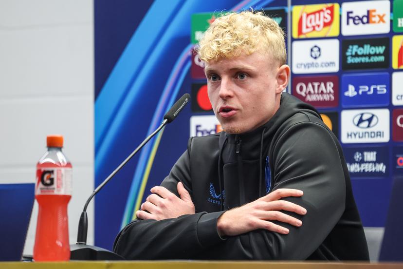 Club's Joaquin Seys is pictured during a press conference of Belgian soccer team Club Brugge KV, Tuesday 20 October 2026 in Knokke-Heist. Club is preparing for the third game in the UEFA Champions League league phase against French team Racing Club de Lens tomorrow. BELGA PHOTO BRUNO FAHY