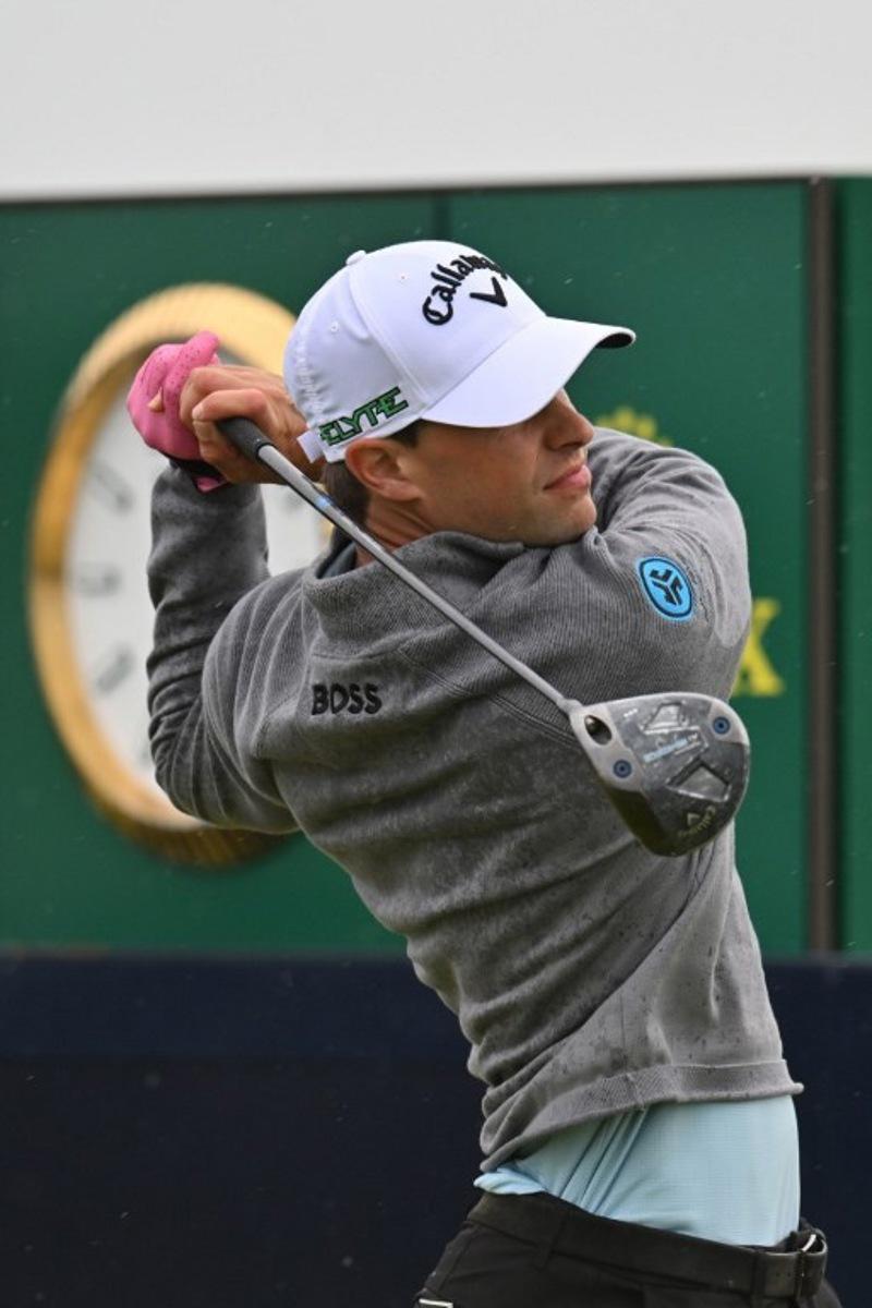 Belgium's Thomas Detry watches his drive from the 17th tee on the opening day of the 153rd Open Championship at Royal Portrush golf club in Northern Ireland on July 17, 2025.  ANDY BUCHANAN / AFP
