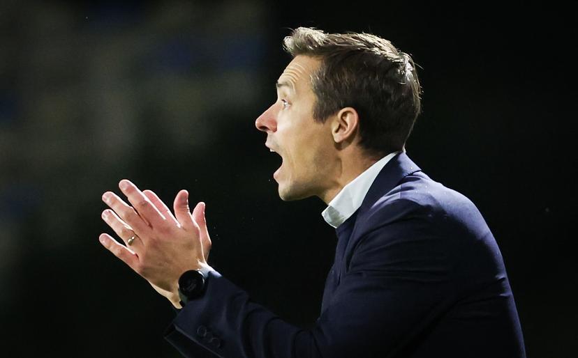 Union's head coach David Hubert gestures during a soccer match between Royale Union Saint-Gilloise and Sint-Truidense VV, Sunday 26 October 2025 in Brussels, on day 12 of the 2025-2026 'Jupiler Pro League' first division of the Belgian championship. BELGA PHOTO VIRGINIE LEFOUR