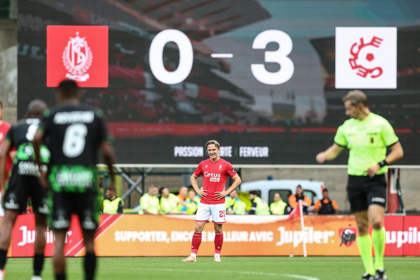 Standard's Ibe Hautekiet looks dejected during a soccer match between Standard de Liege and Cercle Brugge K.S.V., Saturday 23 August 2025 in Liege, on day 5 of the 2025-2026 'Jupiler Pro League' first division of the Belgian championship. BELGA PHOTO BRUNO FAHY