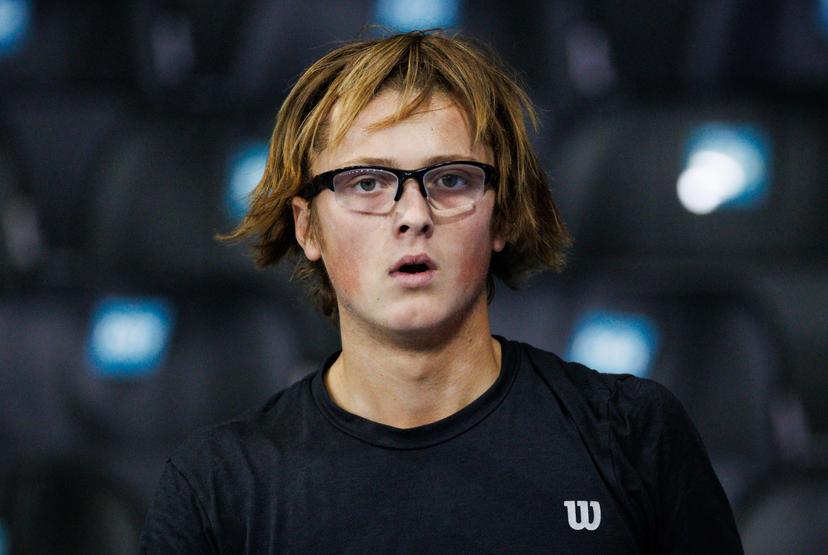 Belgian Jack Loge pictured during a qualification game between Belgian Loge and Kazach Yeseyev in the men's singles at the BW Open ATP Challenger 125 tournament, in Louvain-la-Neuve, Monday 22 January 2024. THE BW Open takes place from 22 to 28 January. BELGA PHOTO BENOIT DOPPAGNE