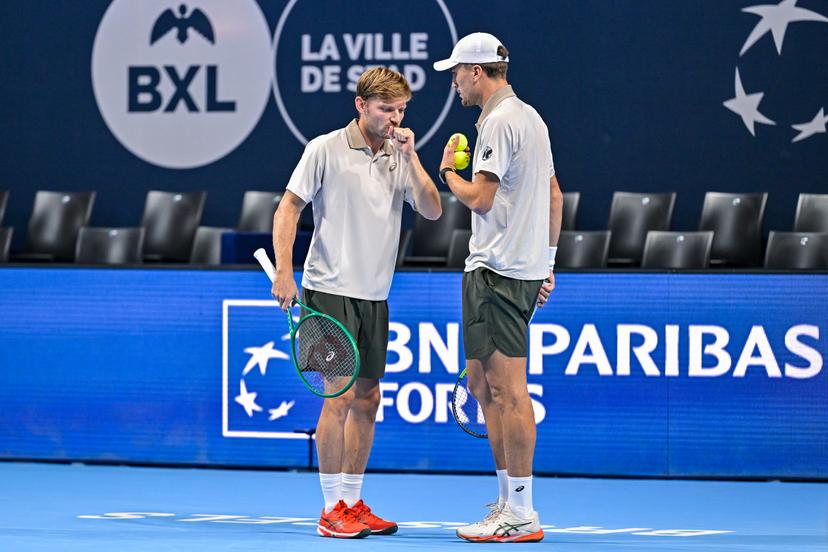 David Goffin of Belgium, Raphael Collignon of Belgium, pictured during the European Open ATP tennis tournament in Brussels, on 19 October. This year's edition of the tournament is taking place from 17 to 25 October BELGA PHOTO DAVID PINTENS