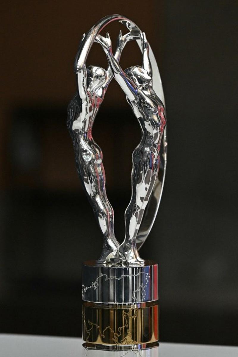 The Laureus World Sports Awards is displayed during the unveiling of the nominees for the 25th Laureus World Sports Awards, in Madrid on February 26, 2024. The 25th Laureus World Sports Awards will take place in Madrid on April 22. JAVIER SORIANO / AFP