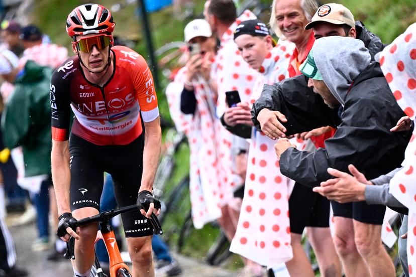 Dutch Thymen Arensman of Ineos Grenadiers pictured in action during stage 19 of the 2025 Tour de France cycling race, from Albertville to La Plagne (130km), on Friday 25 July 2025 in France. The 112th edition of the Tour de France starts on Saturday 5 July in Lille, France, and will finish in Paris, France on the 27th of July.   BELGA PHOTO JASPER JACOBS
