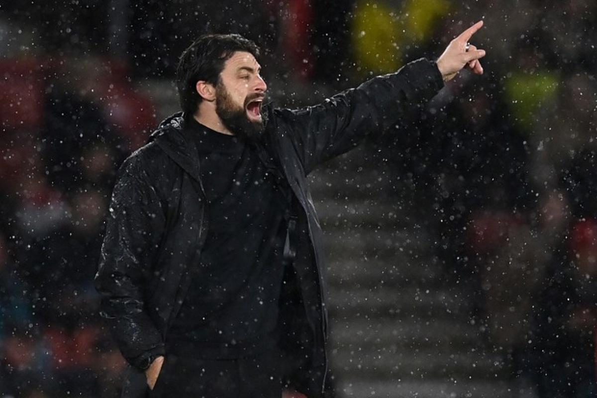 Southampton's Scottish head coach Russell Martin reacts during the English Premier League football match between Southampton and Chelsea at St Mary's Stadium in Southampton, southern England on December 4, 2024.  Glyn KIRK / AFP
