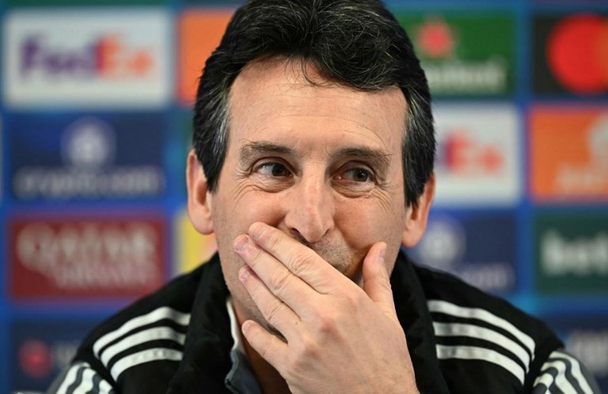 Aston Villa's Spanish head coach Unai Emery attends a press conference at their Bodymoor Heath Training Ground near Birmingham, central England, on April 14, 2025 on the eve of their UEFA Champions League quarter-final, second-leg football match against Paris Saint-Germain.  Paul ELLIS / AFP