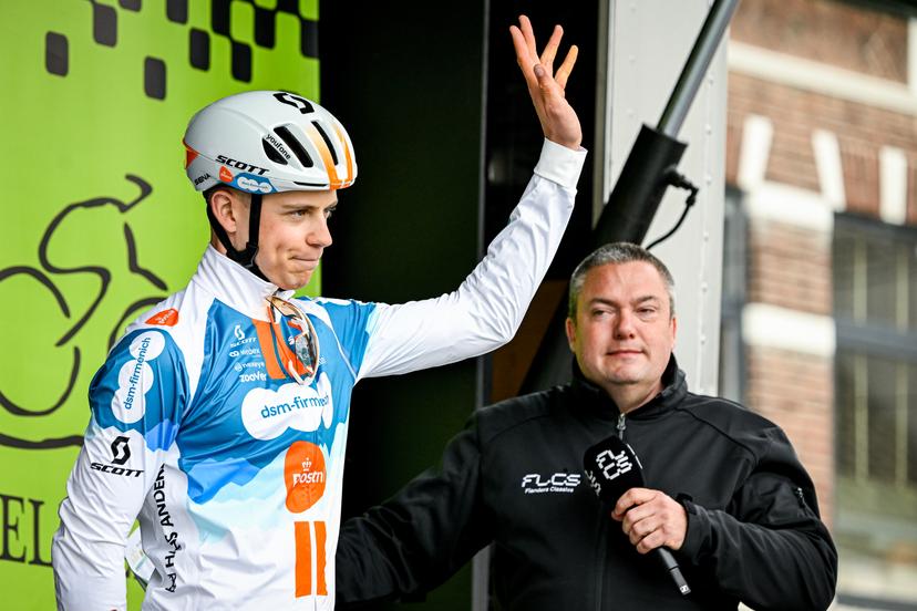 Dutch Casper van Uden of Team DSM-Firmenich PostNL at the start of the men's race of the 112th edition of the 'Scheldeprijs' one day cycling event, 205,3 km from Terneuzen, the Netherlands to Schoten, Belgium on Wednesday 03 April 2024. BELGA PHOTO TOM GOYVAERTS