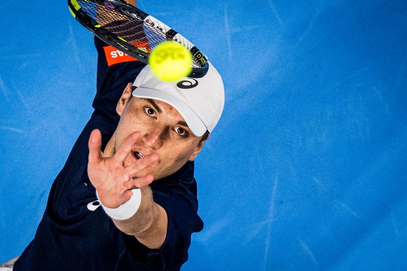 Belgian Raphael Collignon pictured in action during the European Open ATP tennis tournament in Brussels, on Saturday 18 October 2025. This year's edition of the tournament is taking place from 12 to 19 October 2025. BELGA PHOTO JASPER JACOBS