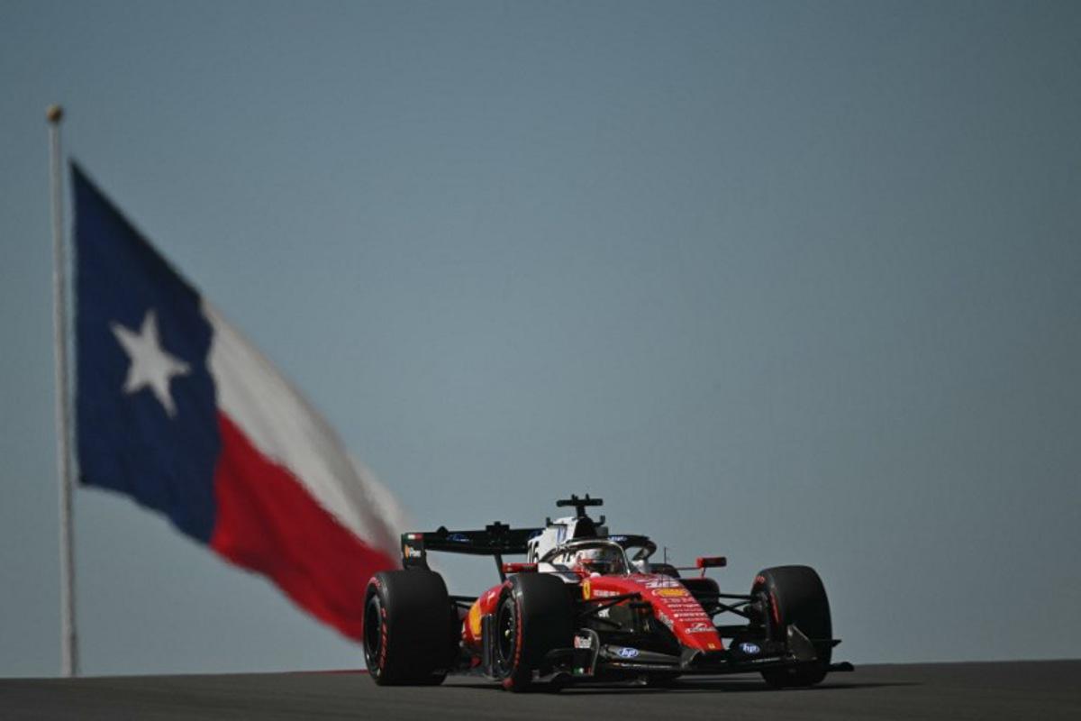 Ferrari's Monegasque driver Charles Leclerc races during a practice session for the United States Formula One Grand Prix at the Circuit of the Americas in Austin, Texas, on October 23, 2026.  ANGELA WEISS / AFP