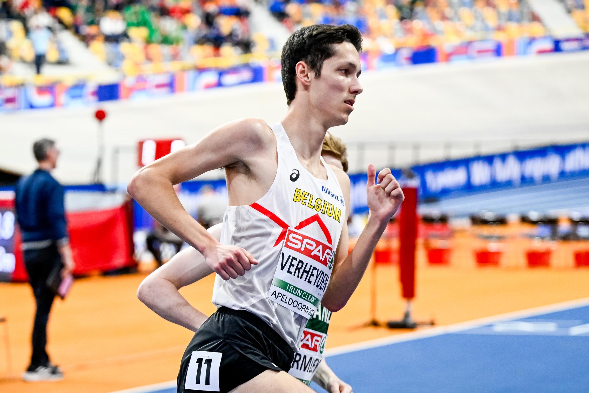 Belgian Ruben Verheyden the men's 3000m, at the European Athletics Indoor Championships, in Apeldoorn, The Netherlands, Saturday 08 March 2025. The championships take place from 6 to 9 March. BELGA PHOTO ERIC LALMAND