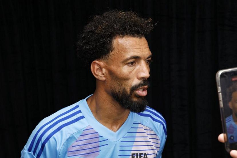 Cape Verdean goalkeeper Vozinha speaks to the media ahead of the Legends Cup of the 2026 World Cup football tournament at the Rockefeller Center in New York on July 17, 2026.   Kena BETANCUR / AFP