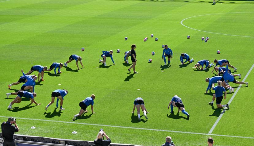 Illustration picture shows a training session of Iceland's national women's soccer team, Saturday 09 July 2022 in Wigan, England, ahead of the first group stage match in Group D of the Women's Euro 2022 tournament. The 2022 UEFA European Women's Football Championship is taking place from 6 to 31 July. BELGA PHOTO DAVID CATRY