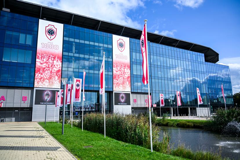 Illustration picture shows the front of the 'Bosuil' stadium before a press conference of Belgian soccer team Royal Antwerp FC, on Tuesday 03 October 2023 in Antwerp. The team is preparing for tomorrow's game against Ukrainian club Shakhtar Donetsk, on day two of the Champions League group stage, in the group H. BELGA PHOTO TOM GOYVAERTS