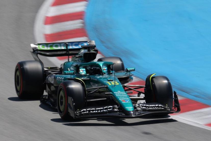 Aston Martin's Canadian driver Lance Stroll takes part in the third free practice session of the Formula One Spanish Grand Prix at the Circuit de Catalunya in Montmelo, on the outskirts of Barcelona, on May 31, 2025.  LLUIS GENE / AFP