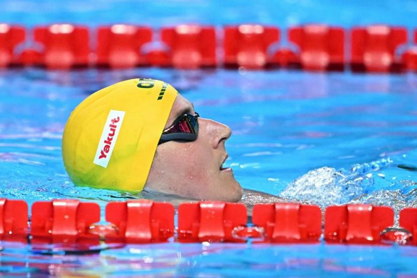 Australia's swimmer Cameron McEvoy reacts after a semi-final of the men's 50m freestyle swimming event during the 2025 World Aquatics Championships in Singapore on August 1, 2025.  MANAN VATSYAYANA / AFP