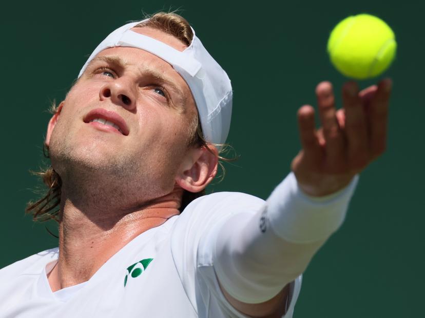 Belgian Zizou Bergs pictured in action during a tennis match against South African Harris, in the first round of the men's singles at the 2025 Wimbledon grand slam tournament, Monday 30 June 2025 at the All England Tennis Club, in South-West London, Britain. BELGA PHOTO BENOIT DOPPAGNE