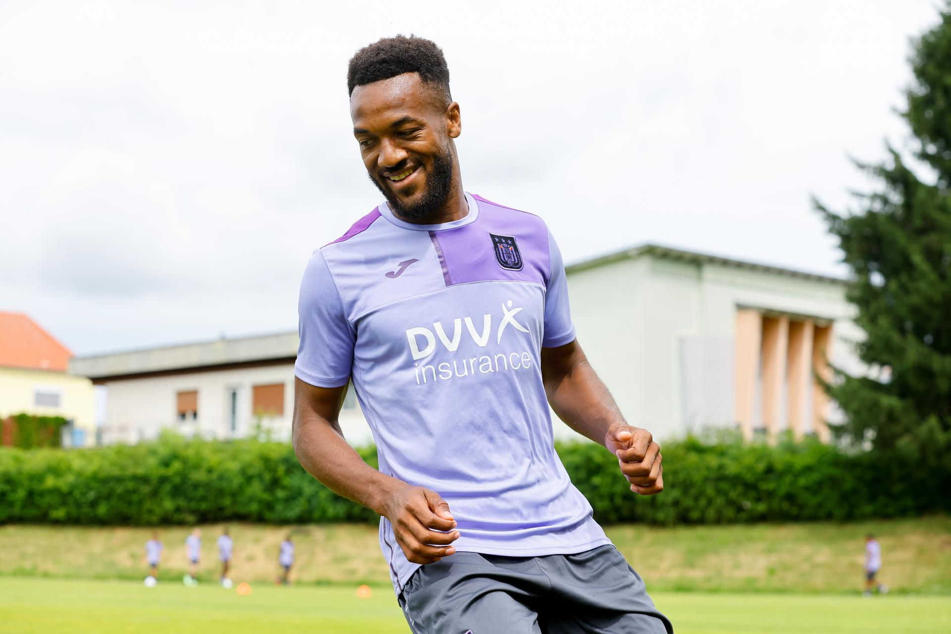 Anderlecht's Hannes Delcroix pictured in action during a training session during the summer camp of Belgian first league team RSC Anderlecht, in Villach, Austria, ahead of the 2023-2024 season, Thursday 13 July 2023. BELGA PHOTO DAMJAN ZIBERT