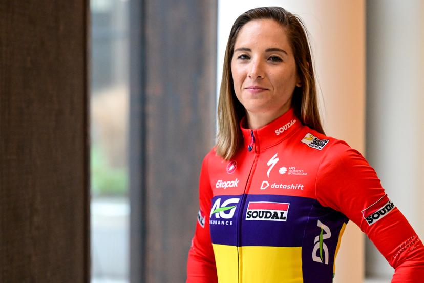 Mauritian Kim Le Court-Pienaar poses for the photographer at the presentation of the AG Insurance-Soudal women's team, on Tuesday 24 February 2026, in Brussels. BELGA PHOTO DIRK WAEM