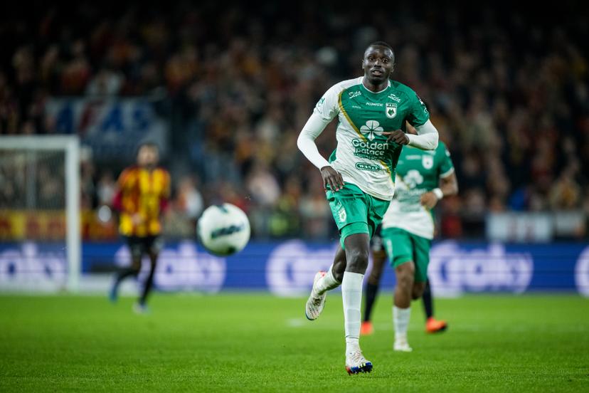 RAAL's Hady Camara pictured in action during a soccer game between JPL club KV Mechelen and second division club RAAL La Louviere, Wednesday 30 October 2024 in Mechelen, in the round 1 of 16 of the 'Croky Cup' Belgian soccer cup. BELGA PHOTO JASPER JACOBS