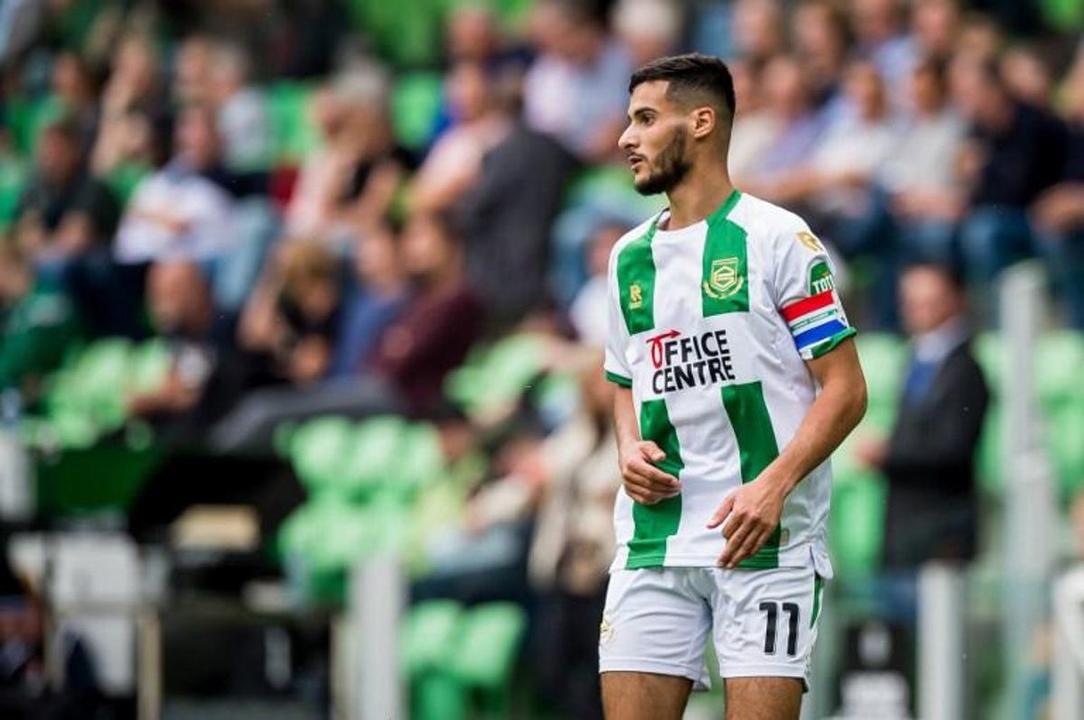 FC Groningen's Moroccan forward and captain Mohamed El Hankouri looks on during the Dutch Eredivisie match between FC Groningen and SC Heerenveen at The Euroborg Stadium in Groningen on September 12, 2021.   Cor Lasker / ANP / AFP Netherlands OUT

