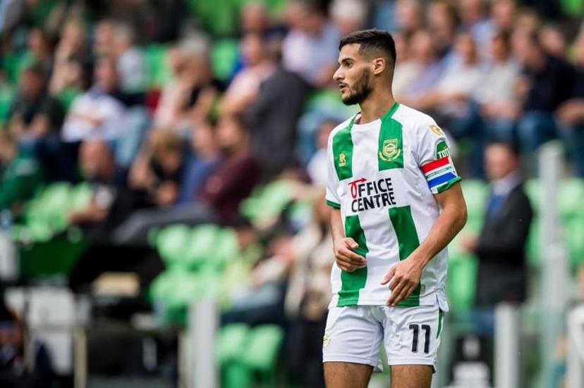 FC Groningen's Moroccan forward and captain Mohamed El Hankouri looks on during the Dutch Eredivisie match between FC Groningen and SC Heerenveen at The Euroborg Stadium in Groningen on September 12, 2021.   Cor Lasker / ANP / AFP Netherlands OUT

