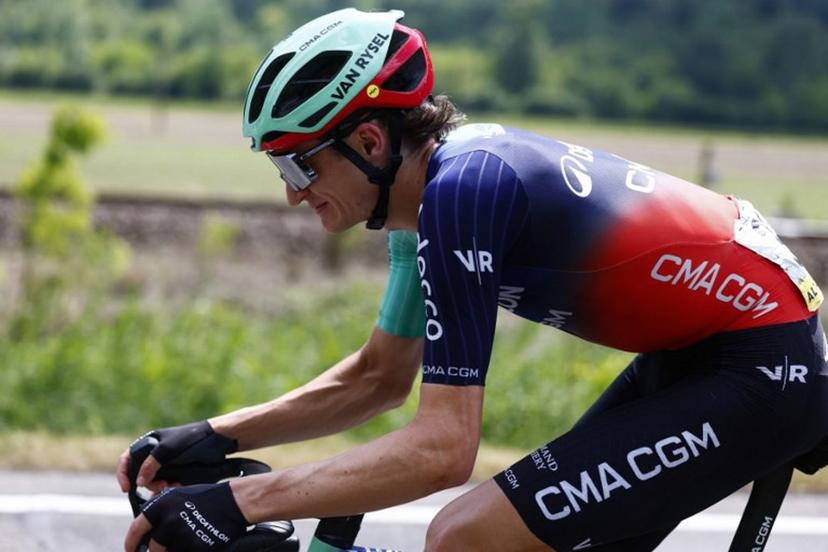 Team Decathlon CMA CGM Austrian rider Felix Gall during the 18th stage of the Giro d'Italia 2026 - Tour of Italy cycling race between Fai della Paganella and Pieve di Soligo, Italy, on May 28, 2026.  Luca Bettini / AFP