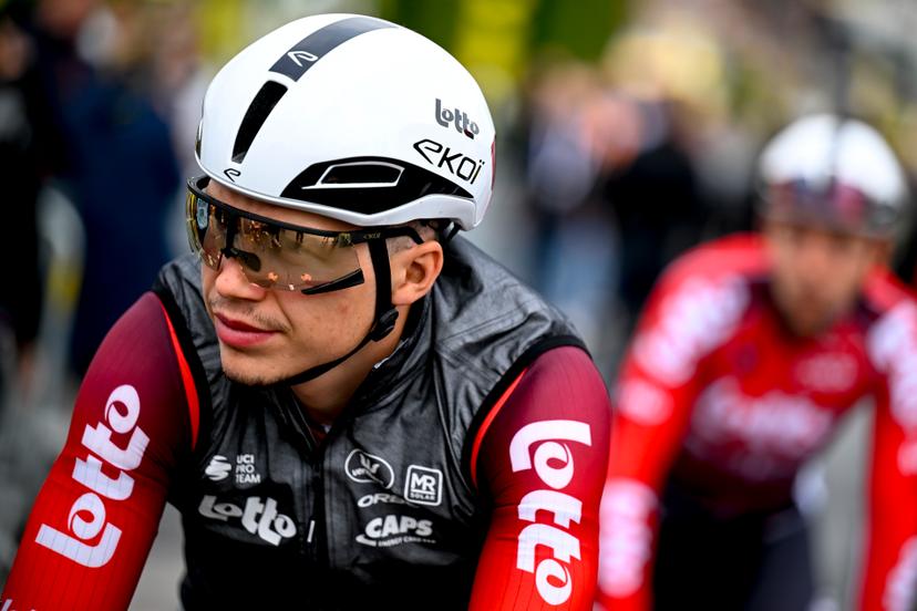 Belgian Arnaud De Lie of Lotto Cycling Team pictured at the start of the third stage of the 2025 Tour de France cycling, from Valenciennes to Dunkerque (178 km) on Monday 07 July 2025 in France. The 112th edition of the Tour de France starts on Saturday 5 July in Lille, France, and will finish in Paris, France on the 27th of July. BELGA PHOTO JASPER JACOBS