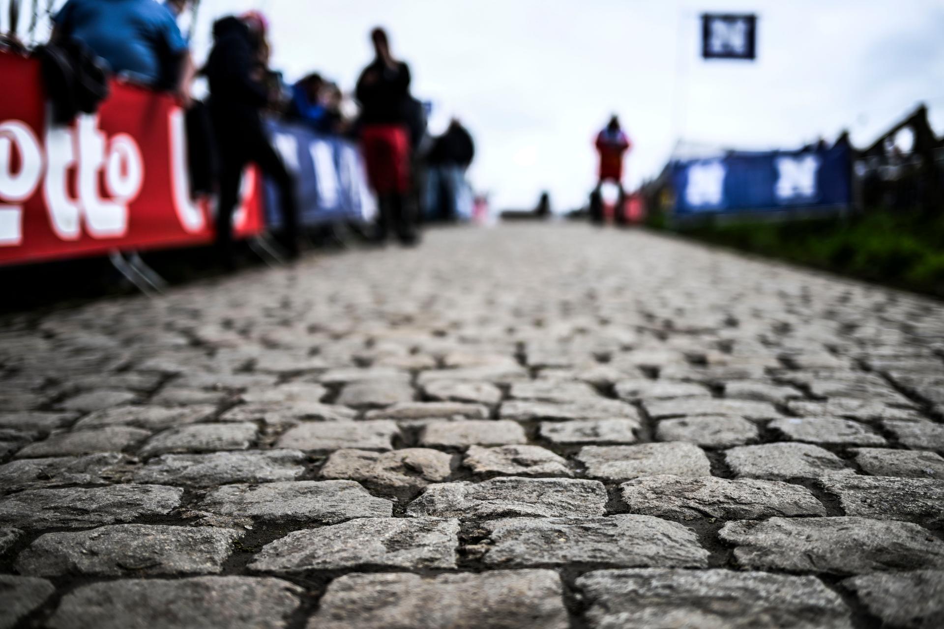 Illustration picture shows the cobbles of the Paterberg during the men's race of the 'Ronde van Vlaanderen/ Tour des Flandres/ Tour of Flanders' one day cycling event, 270,8km from Antwerp to Oudenaarde, Sunday 31 March 2024. BELGA PHOTO TOM GOYVAERTS