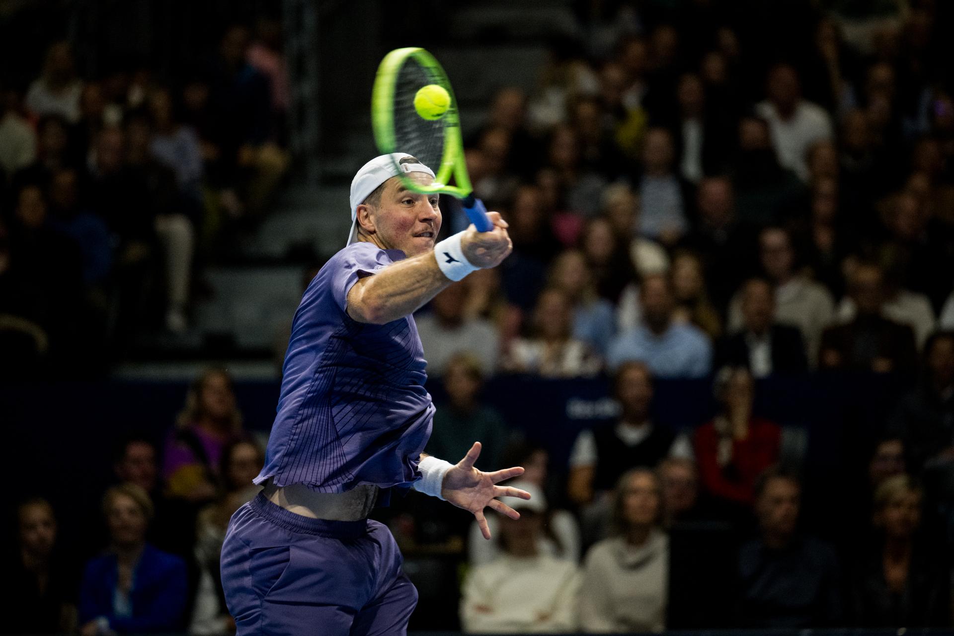 Jan-Lennard Struff of Germany pictured in action during the European Open ATP tennis tournament in Brussels, on Sunday 25 October 2026. This year's edition of the tournament is taking place from 17 to 25 October BELGA PHOTO JASPER JACOBS
