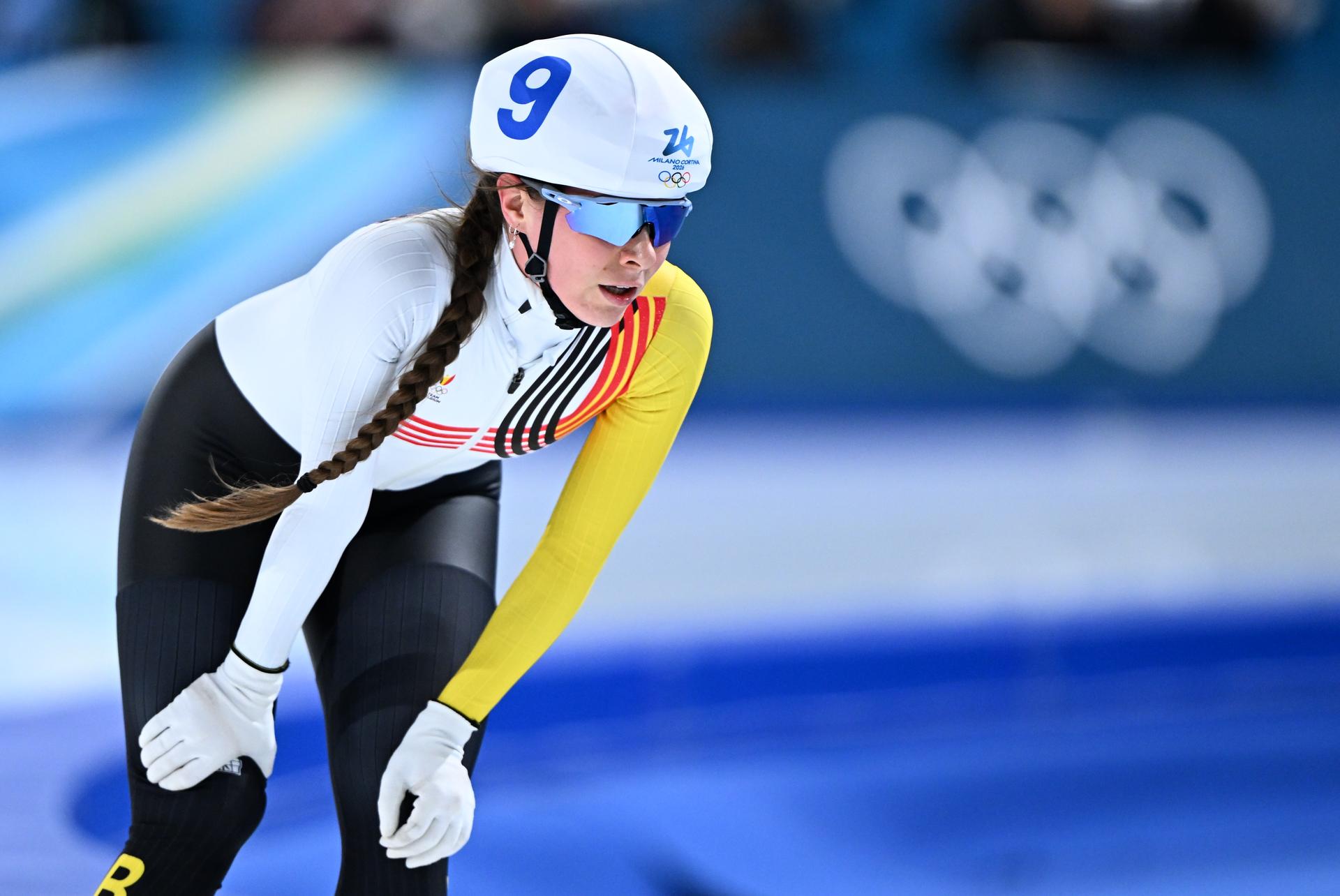 Belgian Sandrine Tas reacts after the final of the mass start women Speed Skating at the Milano Cortina 2026 Olympic Winter Games, on Saturday 21 February 2026 in Milan, Italy. The XXV Winter Olympics take place from 6 to 22 February 2026 in Italy. BELGA PHOTO JASPER JACOBS